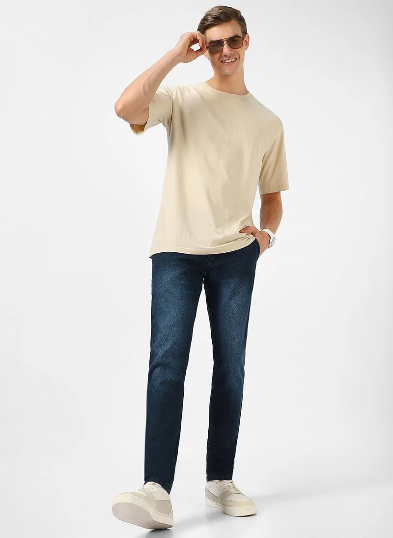 Urbano Fashion  Urbano Fashion Men's Car Blue Slim Fit Washed Jeans Stretchable for Men | Best Price UAE